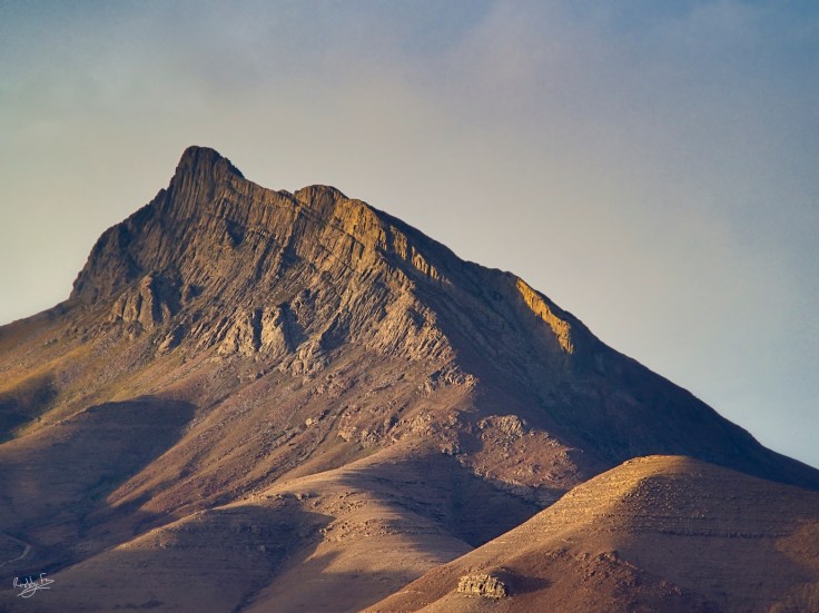 The dramatic cliffs of Compassberg at sunset